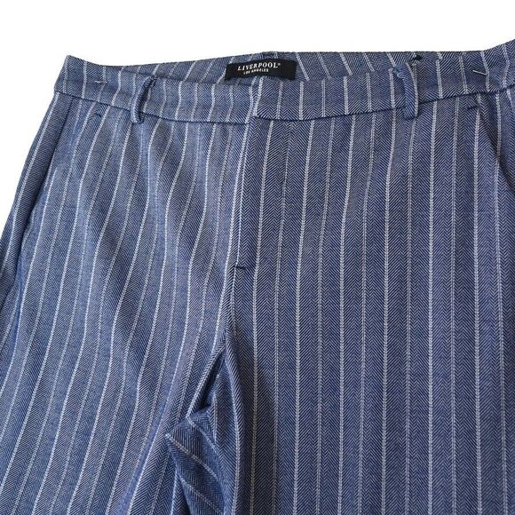 Liverpool Blue Herringbone Pants Womens 14x 28 Career Soft Tailored Office - Picture 3 of 11